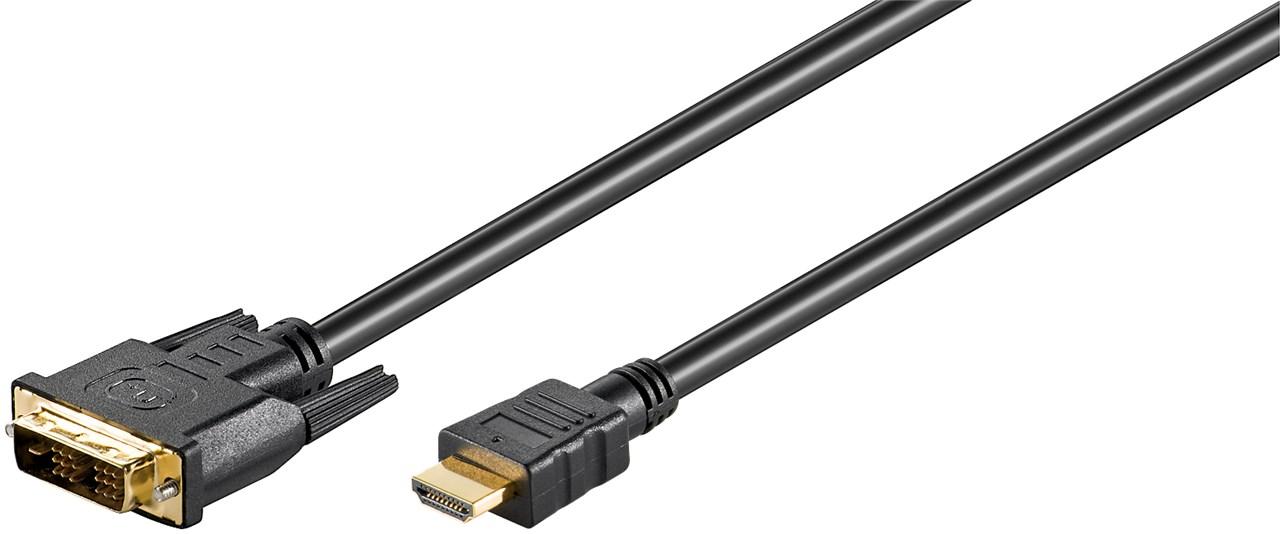 DVI-D/HDMI Kabel, vergoldet DVI-D-Stecker Single-Link (18+1 pin) > HDMI-Stecker (Typ A) 1.5m