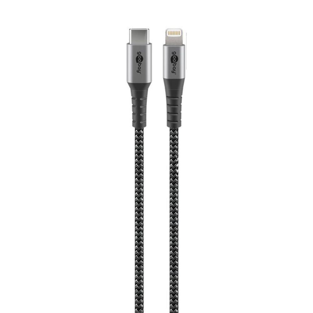 Goobay Lightning auf USB-C Textil Lade- und Synchronisationskabel Grau 1m