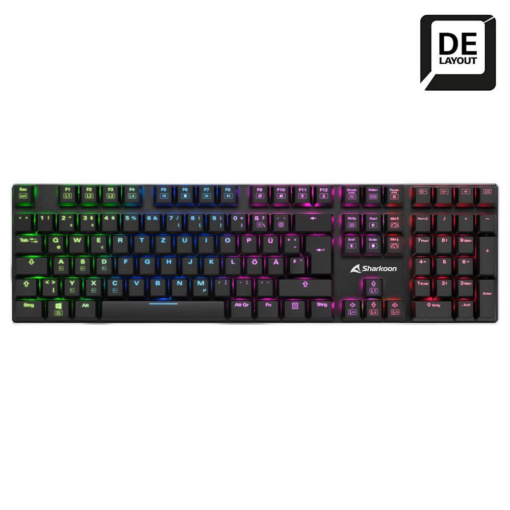 Sharkoon Tastatur PureWriter RGB, schwarz, DE, Kalih Blue
