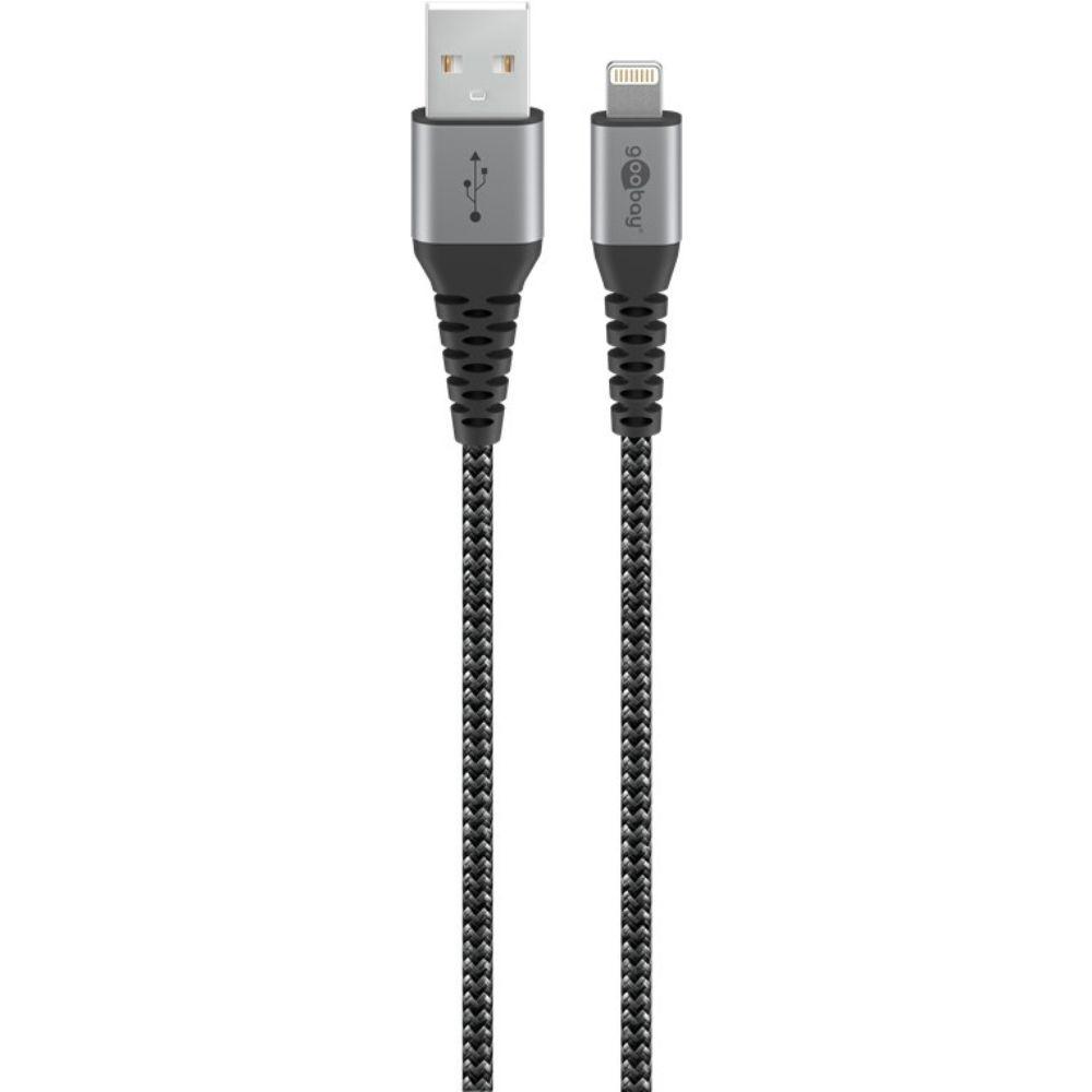 Goobay Lightning auf USB-A Textil Lade- und Synchronisationskabel Grau 50cm