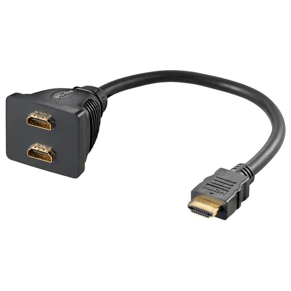 Goobay HDMI-Kabel -  Modell: HDMI-Kabeladapter vergoldet 2x HDMI Buchse > 1x HDMI Stecker schwarz
